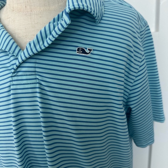 Vineyard Vines Blue and Dark Blue Striped Polo - Picture 1 of 4